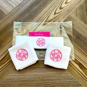 Lilly Pulitzer, terry cloth head and wristband set